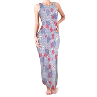 Hawaii Anthurium Tiare Pikake Lei Family Matching Tank Maxi Dress and Hawaiian Shirt Poni Lauhala Art Pattern