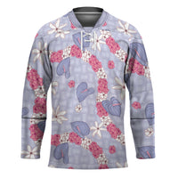 Hawaii Anthurium Tiare Pikake Lei Hockey Jersey Poni Lauhala Art Pattern LT01 Unisex Purple - Polynesian Pride
