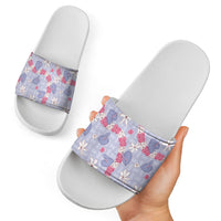 Hawaii Anthurium Tiare Pikake Lei Slide Sandals Poni Lauhala Art Pattern LT01 - Polynesian Pride