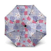 Hawaii Anthurium Tiare Pikake Lei Umbrella Poni Lauhala Art Pattern LT01 One Size Folded 11.42 inch Opened Diameter 37.4 inch Purple - Polynesian Pride