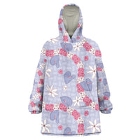 Hawaii Anthurium Tiare Pikake Lei Wearable Blanket Hoodie Poni Lauhala Art Pattern LT01 One Size Purple - Polynesian Pride