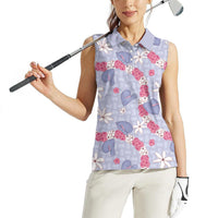 Hawaii Anthurium Tiare Pikake Lei Women Sleeveless Polo Shirt Poni Lauhala Art Pattern LT01 - Polynesian Pride