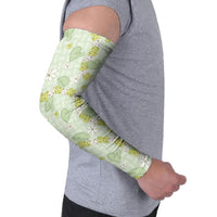 Hawaii Anthurium Tiare Pikake Lei Arm Sleeves Sage Green Lauhala Art Pattern LT01 - Polynesian Pride