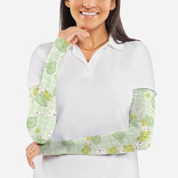 Hawaii Anthurium Tiare Pikake Lei Arm Sleeves Sage Green Lauhala Art Pattern LT01 - Polynesian Pride