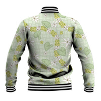 Hawaii Anthurium Tiare Pikake Lei Baseball Jacket Sage Green Lauhala Art Pattern LT01 - Polynesian Pride