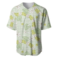 Hawaii Anthurium Tiare Pikake Lei Baseball Jersey Sage Green Lauhala Art Pattern LT01 Green - Polynesian Pride