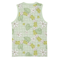 Hawaii Anthurium Tiare Pikake Lei Basketball Jersey Sage Green Lauhala Art Pattern LT01 - Polynesian Pride