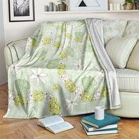 Hawaii Anthurium Tiare Pikake Lei Blanket Sage Green Lauhala Art Pattern LT01 Green - Polynesian Pride