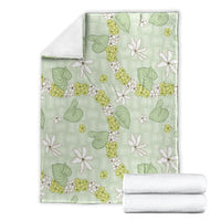 Hawaii Anthurium Tiare Pikake Lei Blanket Sage Green Lauhala Art Pattern LT01 - Polynesian Pride