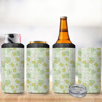 Hawaii Anthurium Tiare Pikake Lei 4 in 1 Can Cooler Tumbler Sage Green Lauhala Art Pattern LT01 - Polynesian Pride