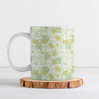 Hawaii Anthurium Tiare Pikake Lei Ceramic Mug Sage Green Lauhala Art Pattern LT01 Green - Polynesian Pride