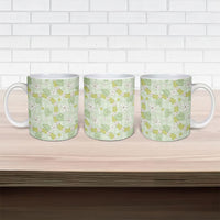 Hawaii Anthurium Tiare Pikake Lei Ceramic Mug Sage Green Lauhala Art Pattern LT01 - Polynesian Pride