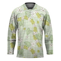 Hawaii Anthurium Tiare Pikake Lei Hockey Jersey Sage Green Lauhala Art Pattern LT01 Unisex Green - Polynesian Pride