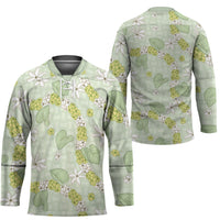 Hawaii Anthurium Tiare Pikake Lei Hockey Jersey Sage Green Lauhala Art Pattern LT01 - Polynesian Pride