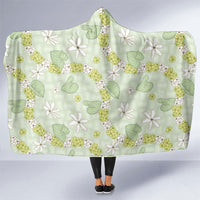 Hawaii Anthurium Tiare Pikake Lei Hooded Blanket Sage Green Lauhala Art Pattern LT01 One Size Green - Polynesian Pride