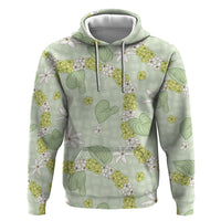 Hawaii Anthurium Tiare Pikake Lei Hoodie Sage Green Lauhala Art Pattern LT01 Pullover Hoodie Green - Polynesian Pride