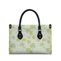 Hawaii Anthurium Tiare Pikake Lei Leather Bag Sage Green Lauhala Art Pattern LT01 - Polynesian Pride