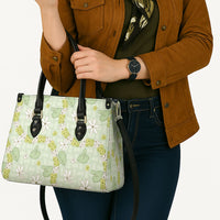 Hawaii Anthurium Tiare Pikake Lei Leather Bag Sage Green Lauhala Art Pattern LT01 - Polynesian Pride