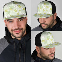Hawaii Anthurium Tiare Pikake Lei Mesh Trucker Cap Sage Green Lauhala Art Pattern LT01 - Polynesian Pride