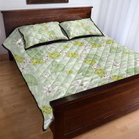 Hawaii Anthurium Tiare Pikake Lei Quilt Bed Set Sage Green Lauhala Art Pattern LT01 - Polynesian Pride