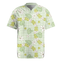 Hawaii Anthurium Tiare Pikake Lei Rugby Jersey Sage Green Lauhala Art Pattern LT01 Green - Polynesian Pride