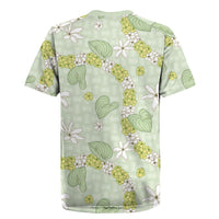Hawaii Anthurium Tiare Pikake Lei Rugby Jersey Sage Green Lauhala Art Pattern LT01 - Polynesian Pride