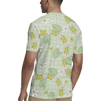 Hawaii Anthurium Tiare Pikake Lei Rugby Jersey Sage Green Lauhala Art Pattern LT01 - Polynesian Pride