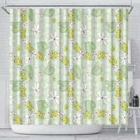 Hawaii Anthurium Tiare Pikake Lei Shower Curtain Sage Green Lauhala Art Pattern LT01 - Polynesian Pride