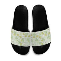 Hawaii Anthurium Tiare Pikake Lei Slide Sandals Sage Green Lauhala Art Pattern LT01 Green - Polynesian Pride