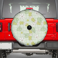 Hawaii Anthurium Tiare Pikake Lei Spare Tire Cover Sage Green Lauhala Art Pattern LT01 - Polynesian Pride