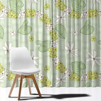 Hawaii Anthurium Tiare Pikake Lei Window Curtain Sage Green Lauhala Art Pattern LT01 - Polynesian Pride