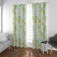 Hawaii Anthurium Tiare Pikake Lei Window Curtain Sage Green Lauhala Art Pattern LT01 With Grommets Green - Polynesian Pride