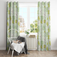 Hawaii Anthurium Tiare Pikake Lei Window Curtain Sage Green Lauhala Art Pattern LT01 - Polynesian Pride