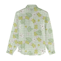 Hawaii Anthurium Tiare Pikake Lei Women Casual Shirt Sage Green Lauhala Art Pattern LT01 - Polynesian Pride