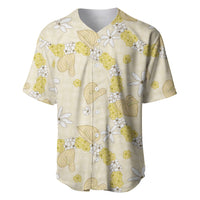 Hawaii Anthurium Tiare Pikake Lei Baseball Jersey Melemele Lauhala Art Pattern LT01 Yellow - Polynesian Pride