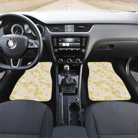 Hawaii Anthurium Tiare Pikake Lei Car Mats Melemele Lauhala Art Pattern LT01 Set 2pcs - Front Yellow - Polynesian Pride