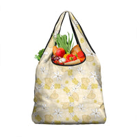 Hawaii Anthurium Tiare Pikake Lei Grocery Bag Melemele Lauhala Art Pattern LT01 1-pack One Size Yellow - Polynesian Pride