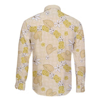 Hawaii Anthurium Tiare Pikake Lei Long Sleeve Button Shirt Melemele Lauhala Art Pattern LT01 - Polynesian Pride