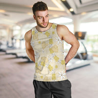 Hawaii Anthurium Tiare Pikake Lei Men Tank Top Melemele Lauhala Art Pattern LT01 Yellow - Polynesian Pride