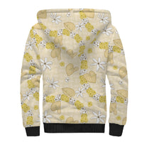Hawaii Anthurium Tiare Pikake Lei Sherpa Hoodie Melemele Lauhala Art Pattern LT01 - Polynesian Pride