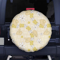 Hawaii Anthurium Tiare Pikake Lei Spare Tire Cover Melemele Lauhala Art Pattern LT01 No hole Yellow - Polynesian Pride