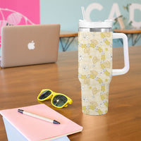 Hawaii Anthurium Tiare Pikake Lei Tumbler With Handle Melemele Lauhala Art Pattern