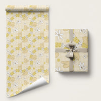 Hawaii Anthurium Tiare Pikake Lei Wrapping Paper Melemele Lauhala Art Pattern LT01 58" × 23" Yellow - Polynesian Pride