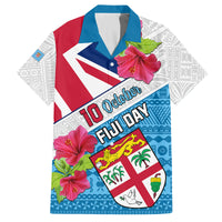 Fiji Day Family Matching Tank Maxi Dress and Hawaiian Shirt Fijian Hibiscus Special Version LT01 Dad's Shirt - Short Sleeve White - Polynesian Pride