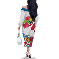 Fiji Day Off The Shoulder Long Sleeve Dress Fijian Hibiscus Special Version LT01 - Polynesian Pride