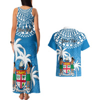 Personalised Fiji Couples Matching Tank Maxi Dress and Hawaiian Shirt Bula Fijian Tapa Pattern LT01 - Polynesian Pride