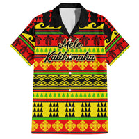 Custom Hawaii Christmas Family Matching Puletasi Dress and Hawaiian Shirt Hawaiian Quilt Pattern Reggae Version LT01 Dad's Shirt - Short Sleeve Art - Polynesian Pride