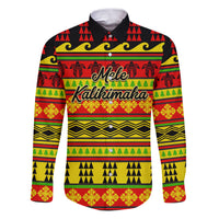 Custom Hawaii Christmas Family Matching Puletasi Dress and Hawaiian Shirt Hawaiian Quilt Pattern Reggae Version LT01 Dad's Shirt - Long Sleeve Art - Polynesian Pride