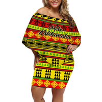 Custom Hawaii Christmas Off Shoulder Short Dress Hawaiian Quilt Pattern Reggae Version LT01 Women Art - Polynesian Pride