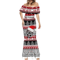 Custom New Zealand Christmas Mermaid Dress Maori Meri Kirihimete Moko LT01 - Polynesian Pride